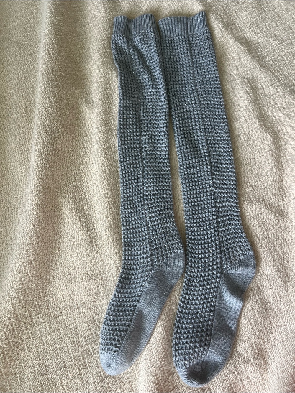 Victoria's Secret gray knee high sequin socks M L vintage rare Y2K